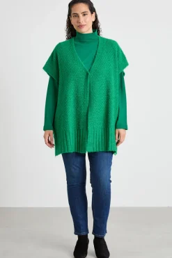 Cardigan smanicato - Verde