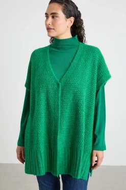 Cardigan smanicato - Verde