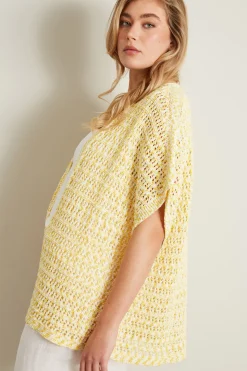 Cardigan traforato - Giallo Bianco