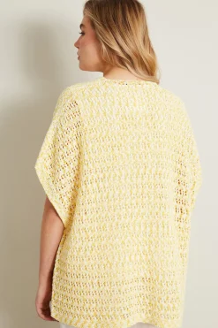 Cardigan traforato - Giallo Bianco