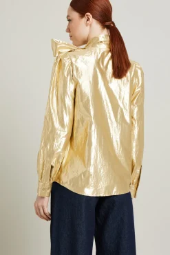 Casacca laminata con foulard - Oro