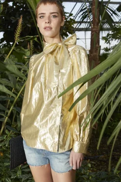 Casacca laminata con foulard - Oro