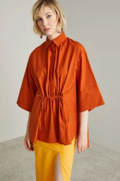 Casacca over con coulisse - Terracotta