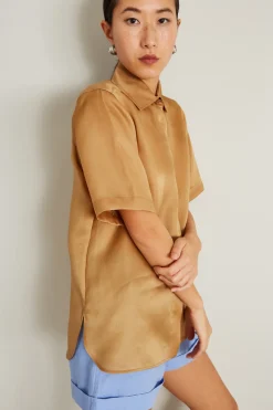 Casacca stile camicia in organza - Oro