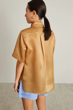 Casacca stile camicia in organza - Oro