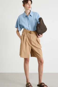 Casacca ampia con manica corta - Azzurro