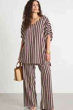 Casacca ampia con maniche a kimono - Marrone