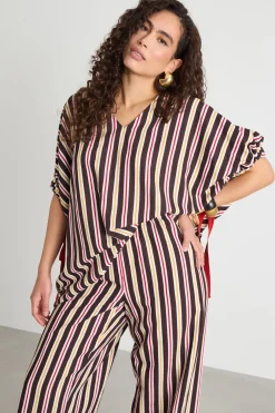 Casacca ampia con maniche a kimono - Marrone