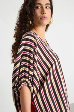 Casacca ampia con maniche a kimono - Marrone