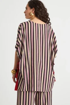 Casacca ampia con maniche a kimono - Marrone