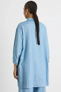 Casacca ampia con spacchi - Azzurro