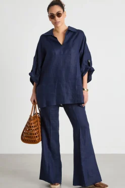 Casacca boxy con alamari - Blu