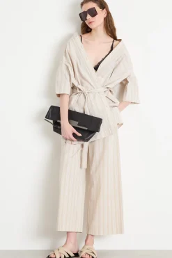 Casacca con cintura - Beige Bianco