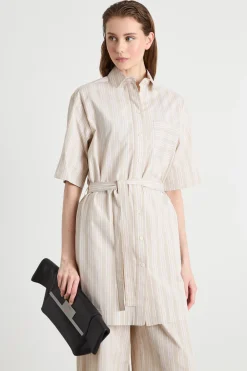 Casacca con cintura - Beige Bianco