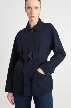 Casacca con cintura - Blu