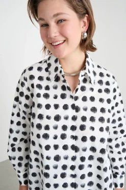 Casacca con contropiega sul retro - Bianco Nero