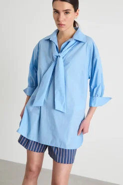 Casacca con foulard - Azzurro