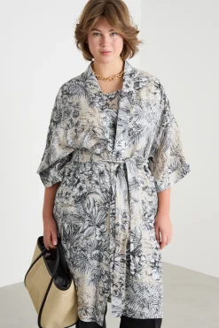 Casacca con maniche a kimono - Beige Nero