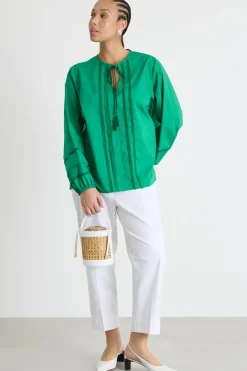 Casacca con passamaneria macramè - Verde