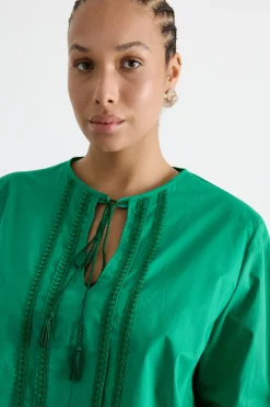 Casacca con passamaneria macramè - Verde