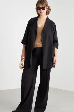 Casacca con rever - Nero
