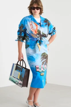 Casacca con scollatura bowling - Azzurro