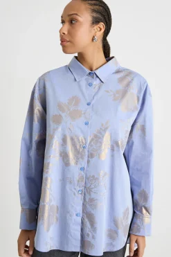 Casacca con stampa laminata - Azzurro Argento