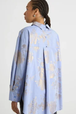 Casacca con stampa laminata - Azzurro Argento