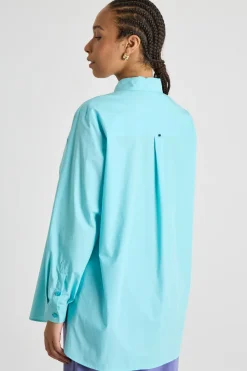 Casacca con stampa piazzata - Azzurro