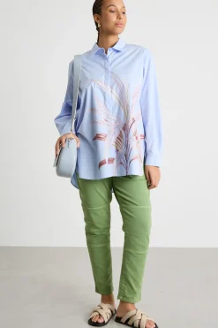Casacca con stampa piazzata - Azzurro