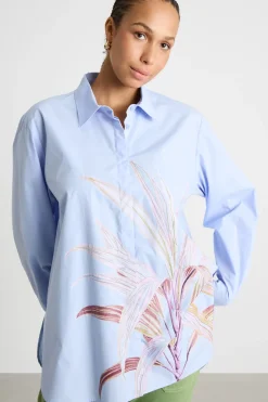 Casacca con stampa piazzata - Azzurro