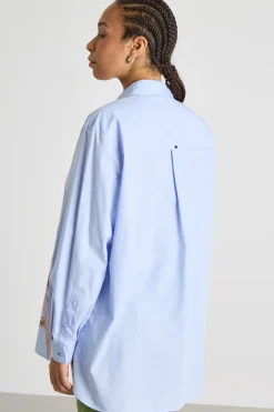 Casacca con stampa piazzata - Azzurro