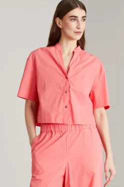 Casacca cropped in popeline - Pesca