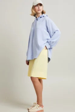 Casacca in cady con cappuccio - Celeste