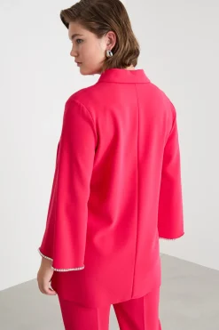 Casacca in cady con strass - Fuxia