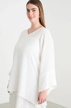 Casacca in cady e paillettes - Bianco