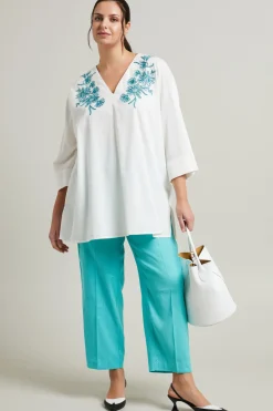 Casacca in con ricami - Bianco Azzurro
