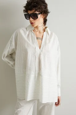 Casacca in cotone e seta - Bianco