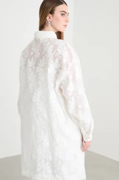 Casacca in fil coupé a fiori - Bianco