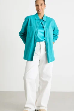 Casacca in gabardina con tasche - Azzurro