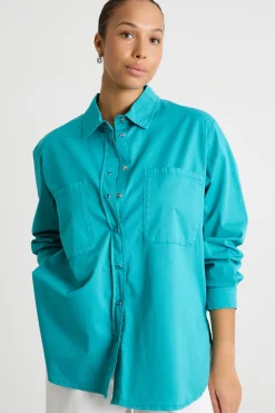Casacca in gabardina con tasche - Azzurro