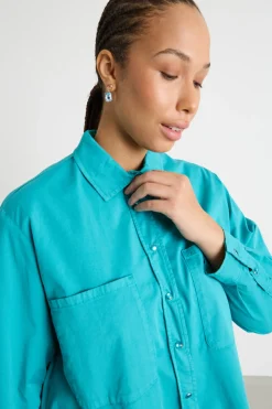 Casacca in gabardina con tasche - Azzurro