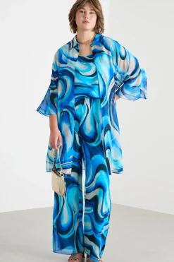 Casacca in georgette - Azzurro