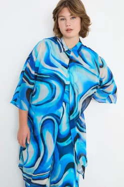 Casacca in georgette - Azzurro
