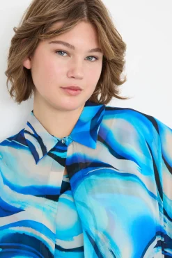 Casacca in georgette - Azzurro
