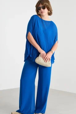 Casacca in georgette plissé - Blu