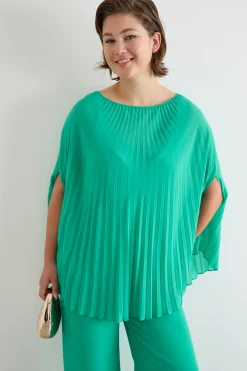 Casacca in georgette plissé - Verde