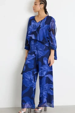 Casacca in georgette stampata - Blu