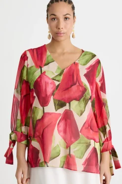 Casacca in georgette stampata - Rosa