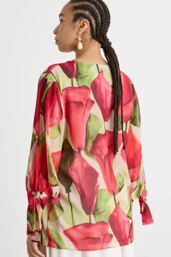 Casacca in georgette stampata - Rosa